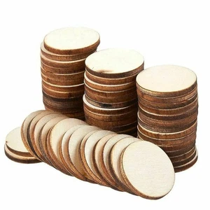 60 Pcs Unfinished Wood Slices Round Natural Rustic Wooden Circles for DIY 1 inch - Picture 1 of 6