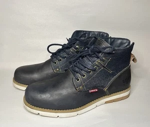 Levis Strauss Hi 501 Size 8 High Top Boots Black Denim Sneakers - Picture 1 of 7