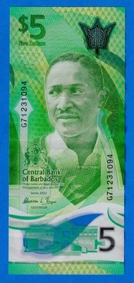 Barbados 5 Dollars 2022 P-W81 Circulated Polymer Note - G71231094 - Image 1 of 4