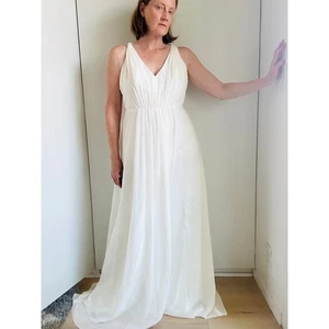 Weißes Vera Wang Kleid griechischer Stil Größe 12 volle Länge Hochzeit besonderes Ereignis - Bild 1 von 10