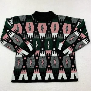 Vintage Amana Woolen Mills Sweater Mens XL Color Block Geometric - Picture 1 of 7