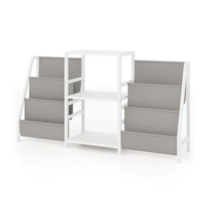 White Record Player Stand with 3 Shelves - Picture 1 of 10