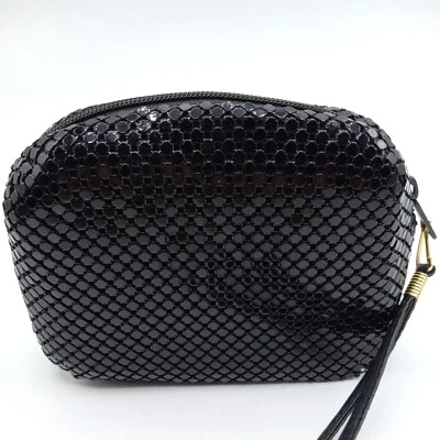 Винтажный Comeco блестящий черный цепочка почты сетки сумочки вечер сумка 6 «x 5 3/4»  - Изображение 1 из 4