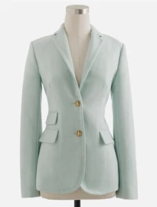 J.Crew Wool Mint Green Tailored Hacking Jacket Double Serge Size 6 - Picture 1 of 10