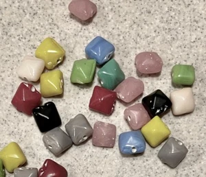 280 Glass Beads 7 x 7 x 5 mm Multicolored Double Sided Pyramids #4 - Picture 1 of 4
