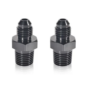 2Pcs 4AN to 1/4" NPT Fitting Male Straight Fittings Adapter Aluminum Black - Picture 1 of 6