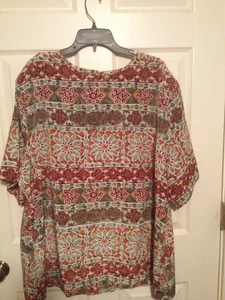 Top Caviar Multi Colores Cuello Redondo Mangas Cortas Talla Grande 2X Verano - Imagen 1 de 6