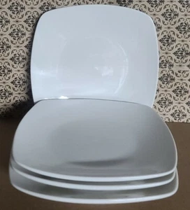 Four (4) SALT™ ~ Off-White ~ 9.5" Square ~ Soft Rim ~ Porcelain ~ Dinner Plates - Picture 1 of 7