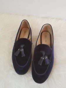 Massimo Dutti Blue Velvety Loafer Slip On Moccasin Driving Shoes Womens Size 7.5 - Picture 1 of 9