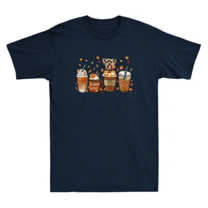 Fall Coffee Pumpkin Spice Latte Iced Autumn Yorkshire Funny Meme Men's T-Shirt - Picture 1 of 8