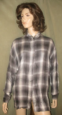 Blusa xadrez Jaclyn Smith cinza e branco, 18, GG, G, grande, camisa lenhador  - Imagem 1 de 3