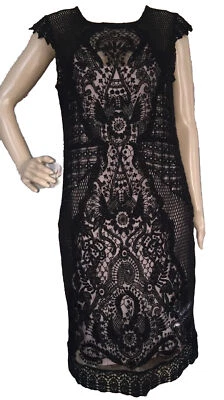 $449+ Vestido Anthropologie YOANA BARASCHI Negro Bordado Encaje Elástico Algodón L Foto 1 de 4