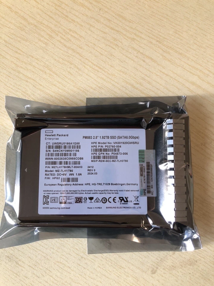 875513-B21 875657-001 HPE 1.92TB SATA 6G RI 2.5" SFF SC G8 G9 Gen10 Server SSD - Image 1 of 1