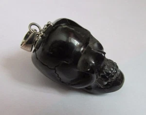Hand Carved Water Buffalo Horn Skull Pendant Sterling Silver Bail ~ NEW - Picture 1 of 8