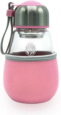 Vaso de viaje de vidrio con infusor de té + funda extraíble, 16 oz/180 ml rosa Foto 1 de 4