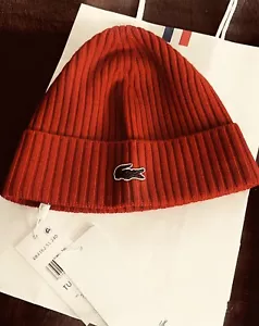 NUOVO ~ LACOSTE "Unisex" Cappello con Polsini 100% LANA Beanie - Taglia Unica - Foto 1 di 3