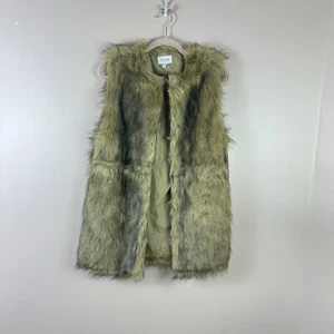 NWT AURA womens size S brown faux fur duster fall/winter vest - Picture 1 of 6