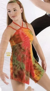 Nuevo con etiquetas una parte superior lírica naranja ahumado estampado a ojo de corbata pequeño adulto dividido lado y frente - Imagen 1 de 4