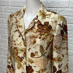 Harve Benard Blazer Womens 10 100% Silk Cream Floral *READ - Picture 1 of 9