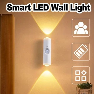 USB Rechargeable Motion Sensor LED Night Light Automatic Bedroom Wall For Living - Picture 1 of 13