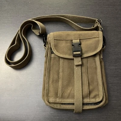 Vintage 90s ROTHCO Olive Green Canvas Small Organizer Crossbody Belt Bag 6x9" - Image 1 of 4