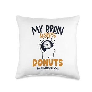 My Brain is 95% Doughnut Maker Glazed Lover Donut Throw Pillow, 16x16, Multic... - Picture 1 of 3