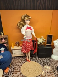 Vintage Barbie Outfit - Blouse W/ Snaps, Barbie Mattel Skirt, Heels, Purse + - Picture 1 of 23