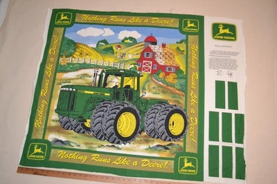 Cotton fabric panel, John Deere themed wall hanging to cut & sew, 43" x 35" - Image 1 of 4