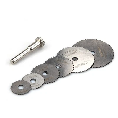 6 peças mini cortador rotativo lâmina de disco de serra circular HSS para conjunto de ferramentas de corte de metal E - Imagem 1 de 4