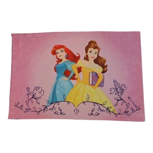 Disney Princess One Standard Pillowcase Belle Cinderella Ariel Pink Blue. - Picture 1 of 2