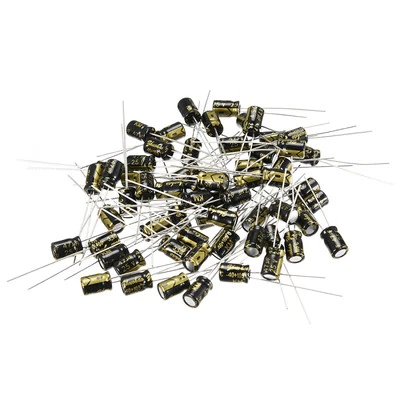 Condensador electrolítico radial de aluminio 47uF 25V 2000H 5 x 7 mm negro 80 un. Foto 1 de 4