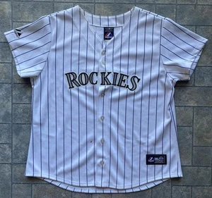 Maglia Majestic MLB Colorado Rockies donna XL difetti usura baseball #5 Gonzalez - Foto 1 di 16