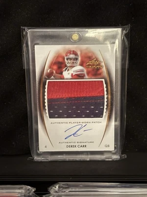 2014 Leaf Trinity Derek Carr 3 cores Jersey autografado cartão de novato - Imagem 1 de 2