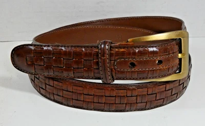 Cinturón JOHNSTON & MURPHY 40087 38" tejido canasta latón analino kipskin hombro Brn Foto 1 de 4