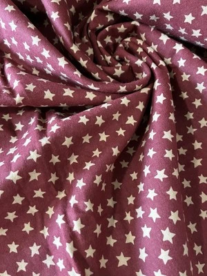 OOP Americana Stars Cotton Flannel Fabric Tans Stars On Burgundy 35”x45” - Image 1 of 3
