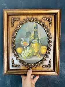 Vintage Goldrahmen und Ölgemälde Stillleben Obst Kunst / Stimmungsvolle Vintage Kunst - Bild 1 von 7