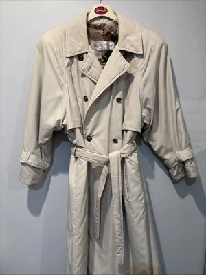 Gabardina Doble Clásica Marfil Evan Picone Vintage Talla 8/10? Cinturón abotonable Foto 1 de 4