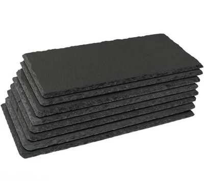 8 Pack 12” x 5.5” Black Natural Slate Edge Cheese Charcuterie Board Stone Plate - Image 1 of 4