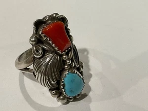 ANILLO NAVAJO VINTAGE PLATA ESTERLINA Y TURQUESA, “Lucy C” ¡Raro! Talla 7 - Imagen 1 de 6