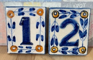 Azulejos con números de cerámica mexicana, #1 #2, números de casa en alto relieve, 3"x2,5" - Imagen 1 de 8