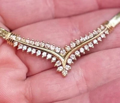 Gargantilla Gruesa Oro Amarillo 14k Y 45 Diamantes Collar Grueso, 15 Gramos de Oro Foto 1 de 3