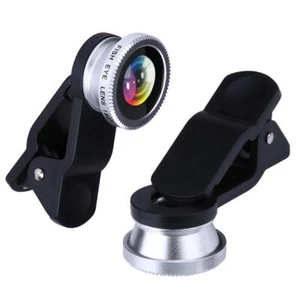 Clip 3-in-1 180 Fish-Eye Lens+Wide Angle Lens+Macro Lens Silver - Zdjęcie 1 z 10