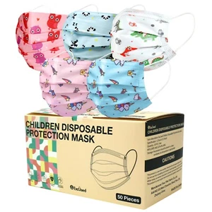 50 PCS Niños Niños Animal Print 3-Ply Mascarilla desechable Earloop Mouth Cover - Imagen 1 de 49