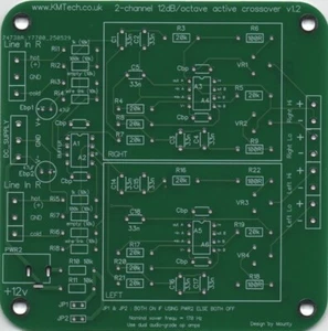 NEW VERSION 2 Channel 2 way 12dB active crossover filter KMTech NE5532 DIY PCB - Picture 1 of 3