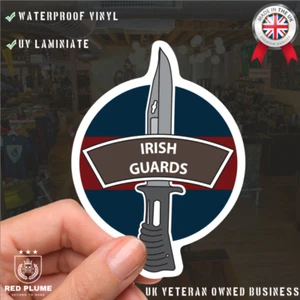 Irish Guards Vinyl Decal, TRF Colours & Bayonet Design - 10cm - Picture 1 of 5