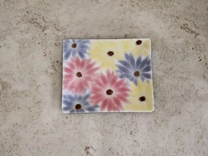 Ando Cloisonne 4 3/4 Zoll rechteckiger Blumenteller Schmuck Geschirr Emaille Metall - Bild 1 von 9