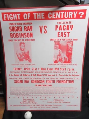 1972 SUGAR RAY ROBINSON VS BOB HOPE MAILER POSTER CHARITY FIGHT RARE!! - Image 1 of 4