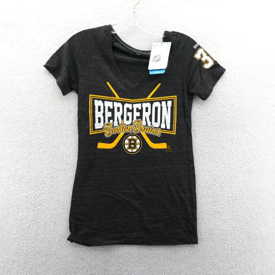 Camisa Reebok Boston Bruins Mujer Pequeña Gris Cuello en V Tejida NHL Hockey Bergeron Nueva Foto 1 de 4
