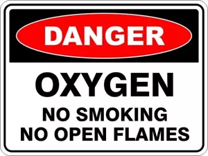 OXYGEN - NO SMOKING - NO OPEN FLAMES - SELF ADHESIVE STICKER / DECAL / SIGN | HE - Picture 1 of 7