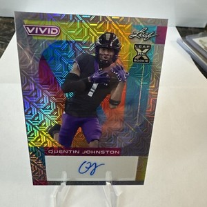 2023 Quentin Johnston RC Auto #d /9 Leaf Vivid Gray Mojo SSP Rare Chargers TCU